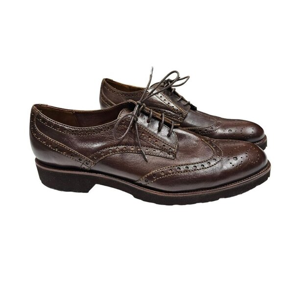 Sesto meucci Men's 12M Brown Leather Wingtip Brogue Oxford‎ Shoes Made In Italy - Picture 1 of 11